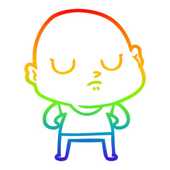 rainbow gradient line drawing cartoon bald man