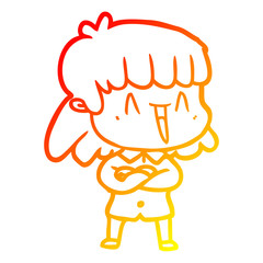 warm gradient line drawing cartoon woman