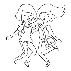 Teenager girls cartoons design vector illustrator