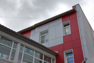 Part of the facade of an industrial building in the production area
