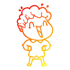 warm gradient line drawing cartoon happy man