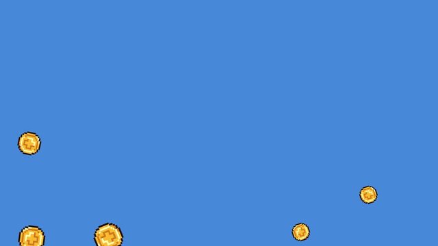Set Of Exploding 8-Bit Videogame Coins. Ideal For Your Gaming / Money projects. High-Quality Animation, 4K,60fps