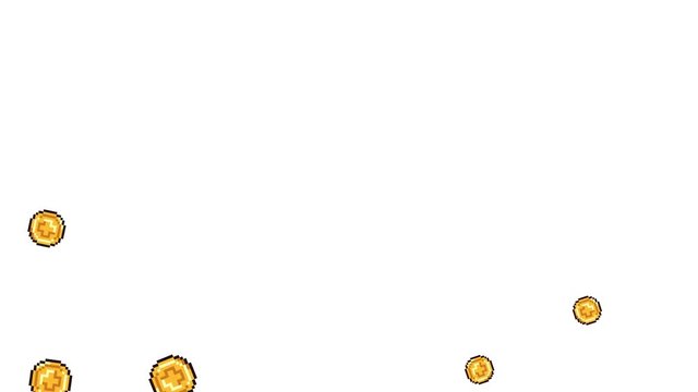 Set Of Exploding 8-Bit Videogame Coins. Ideal For Your Gaming / Money projects. High-Quality Animation, 4K,60fps
