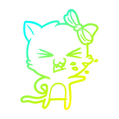 cold gradient line drawing cartoon cat