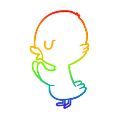 rainbow gradient line drawing cute duckling