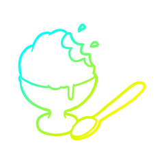 cold gradient line drawing ice cream dessert in bowl