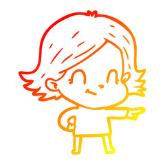 warm gradient line drawing cartoon friendly girl