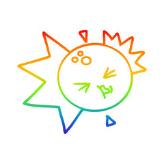 Fototapeta na wymiar rainbow gradient line drawing cartoon bowling ball striking