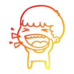 warm gradient line drawing cartoon laughing man