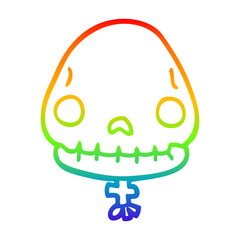 rainbow gradient line drawing cartoon halloween skull