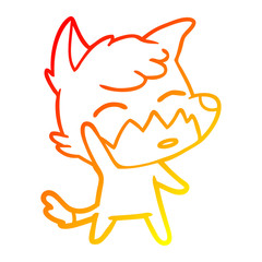warm gradient line drawing cartoon fox