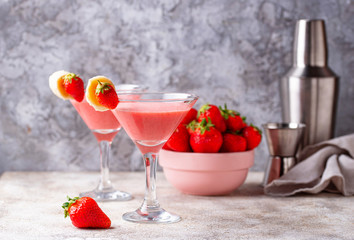Sweet summer strawberry alcoholic cocktail