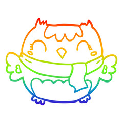 rainbow gradient line drawing cute cartoon owl