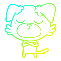 cold gradient line drawing cute cartoon dog