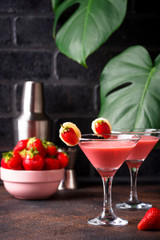 Sweet summer strawberry alcoholic cocktail