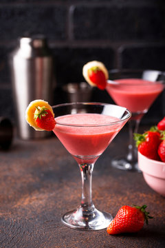 Sweet summer strawberry alcoholic cocktail