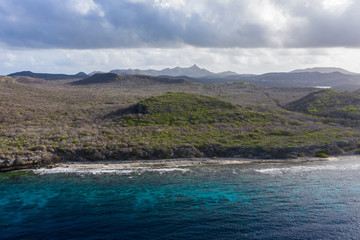 Fototapeta na wymiar Aerial view over St. Martha bay on the western side of Curaçao/Caribbean /Dutch Antilles