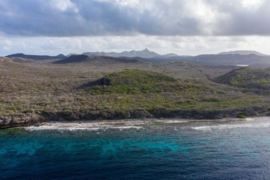 Aerial view over St. Martha bay on the western side of  Curaçao/Caribbean /Dutch Antilles