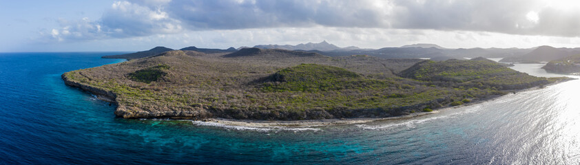 Fototapeta na wymiar Aerial view over St. Martha bay on the western side of Curaçao/Caribbean /Dutch Antilles