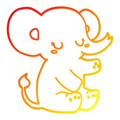 warm gradient line drawing cartoon elephant