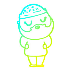 cold gradient line drawing cartoon man with beard