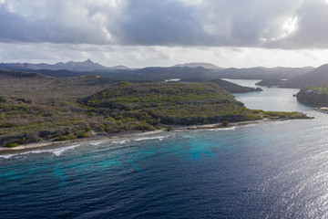 Aerial view over St. Martha bay on the western side of  Curaçao/Caribbean /Dutch Antilles