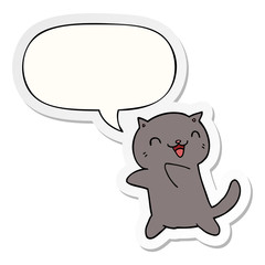 cartoon cat and speech bubble sticker