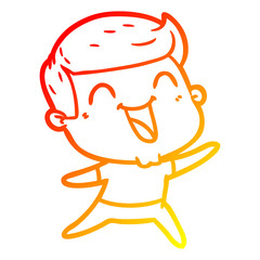 Obraz premium warm gradient line drawing cartoon man laughing
