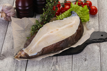 Raw wolffish steak
