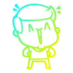 cold gradient line drawing cartoon excited man