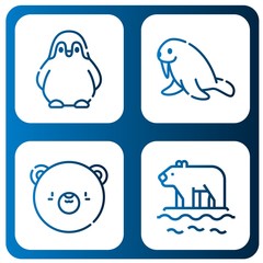 Set of arctic icons such as Penguin, Walrus, Bear, Polar bear , arctic