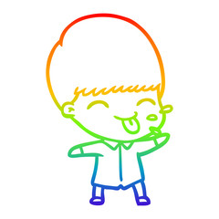 rainbow gradient line drawing funny cartoon boy