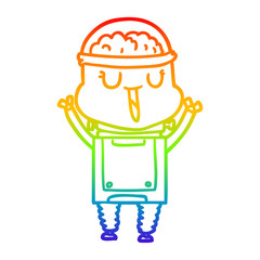 rainbow gradient line drawing happy cartoon robot