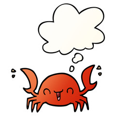 cartoon crab and thought bubble in smooth gradient style