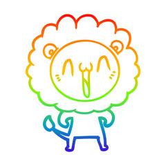 rainbow gradient line drawing happy cartoon lion