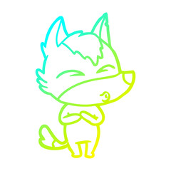 cold gradient line drawing cartoon wolf whistling