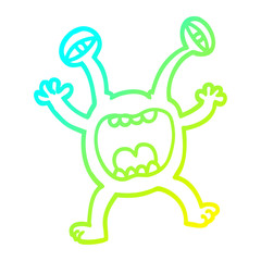 cold gradient line drawing cartoon monster