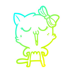 cold gradient line drawing cartoon cat