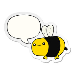 cartoon bee and speech bubble sticker