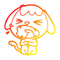 warm gradient line drawing cute cartoon dog