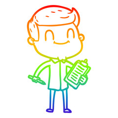 Fototapeta premium rainbow gradient line drawing cartoon friendly man