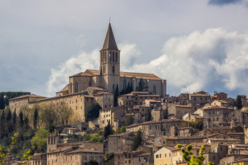 Fototapeta na wymiar Todi medieval town on the hill in Umbria in Italy