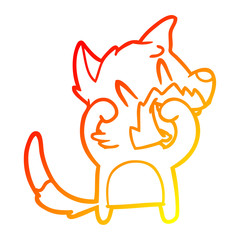 warm gradient line drawing laughing fox cartoon