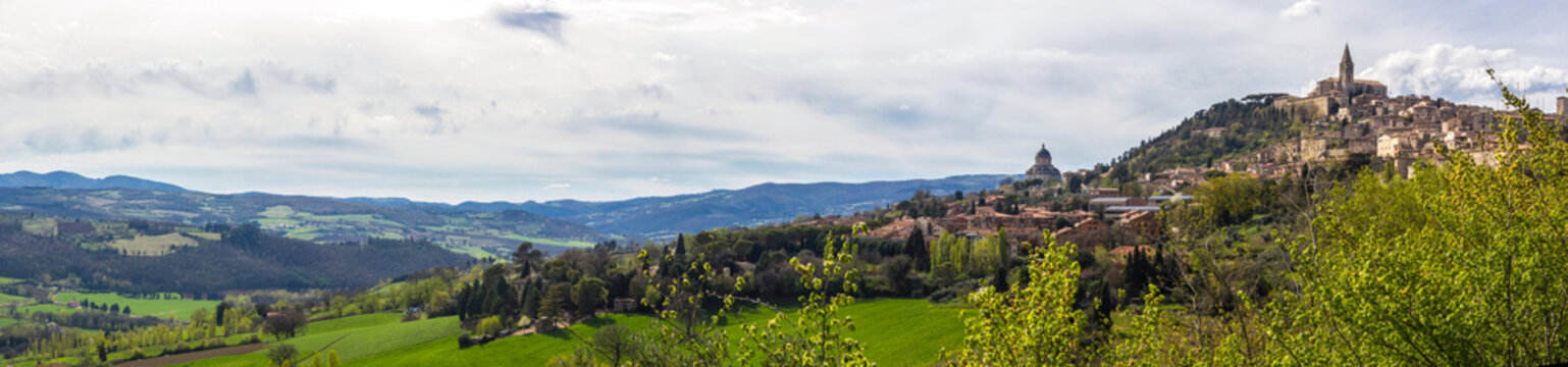 Todi medieval town on the hill in Umbria in Italy