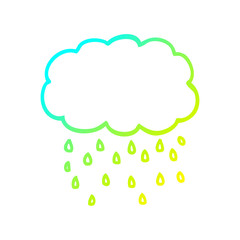 cold gradient line drawing cartoon cloud raining