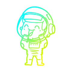 cold gradient line drawing happy cartoon astronaut