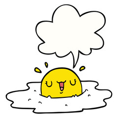 cartoon fried egg and speech bubble