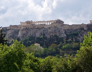 Fototapeta na wymiar The Parthenon Above the Trees in Athens