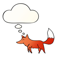 cartoon wolf and thought bubble in smooth gradient style