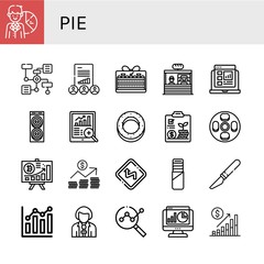 Fototapeta premium Set of pie icons such as Pie chart, Diagram, Statistics, Cake, Bakery, Report, Donut, Data analytics, Bagel, Analytics, Cheesecake, Graph, Curves, Pie, Slice, Combination chart ,